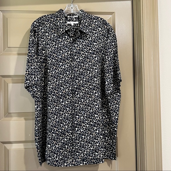 Perry Ellis Other - Perry Ellis 100% Silk Shirt Mens XL Hawaiian Geometric Print Short Sleeve